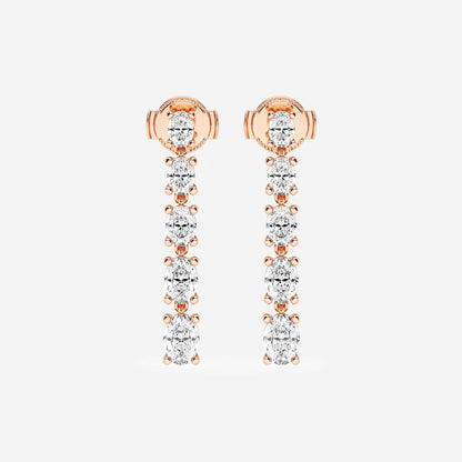 2 1/3 ctw Oval Lab Grown Diamond Graduated Dangle Earrings    18K Rose Gold, DE, VS1