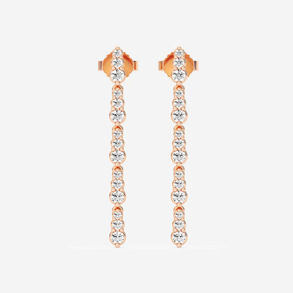 1/2 ctw Round Lab Grown Diamond Graduated Dangle Earrings    18K Rose Gold, DE, VS1