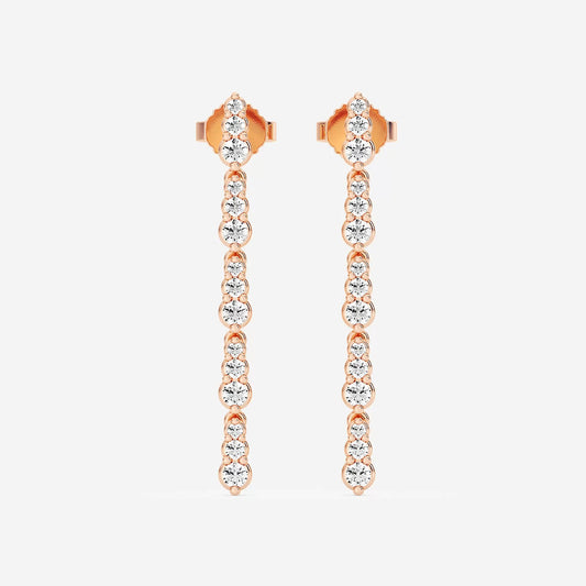 1/2 ctw Round Lab Grown Diamond Graduated Dangle Earrings    18K Rose Gold, DE, VS1