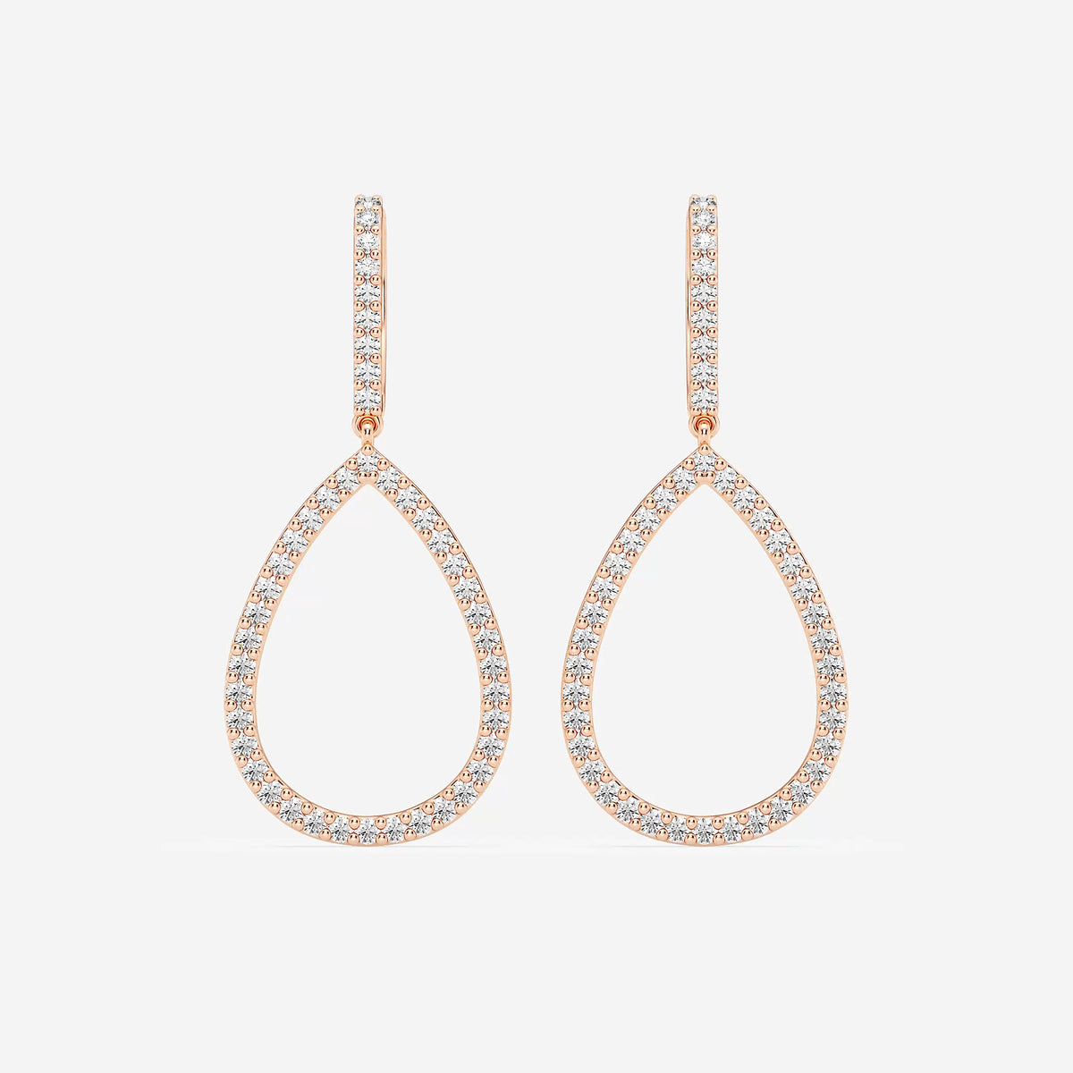 1/2 ctw Round Lab Grown Diamond Teardrop Earrings    18K Rose Gold, DE, VS1