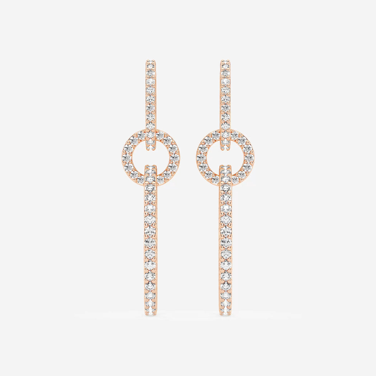 1 ctw Round Lab Grown Diamond Twisted Drop Earrings    18K Rose Gold, DE, VS1