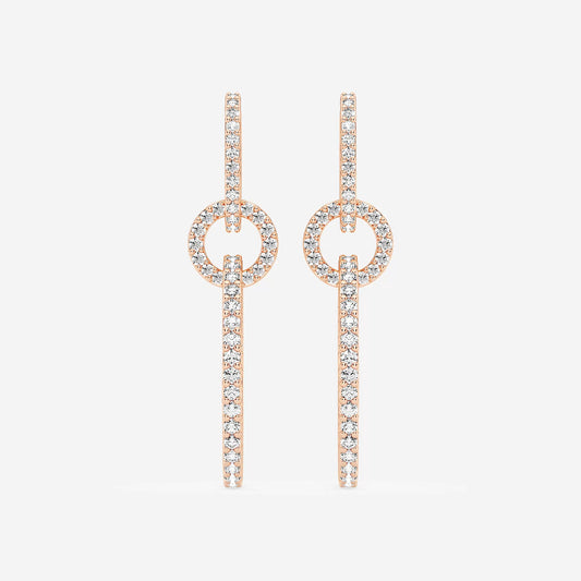 1 ctw Round Lab Grown Diamond Twisted Drop Earrings    18K Rose Gold, DE, VS1