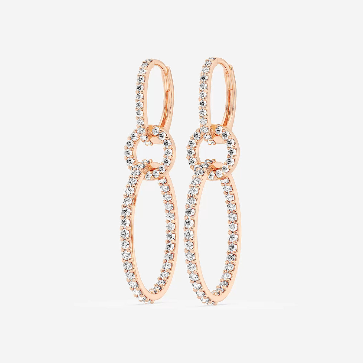 1 ctw Round Lab Grown Diamond Twisted Drop Earrings    18K Rose Gold, DE, VS1