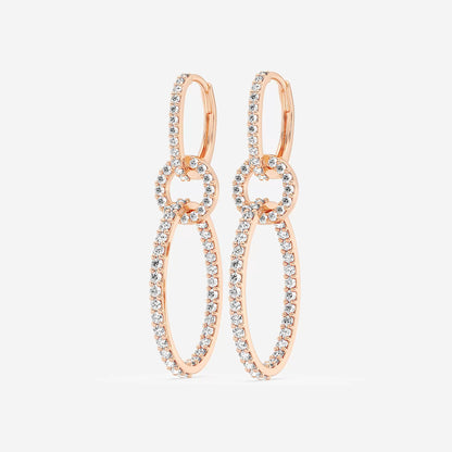 1 ctw Round Lab Grown Diamond Twisted Drop Earrings    18K Rose Gold, DE, VS1