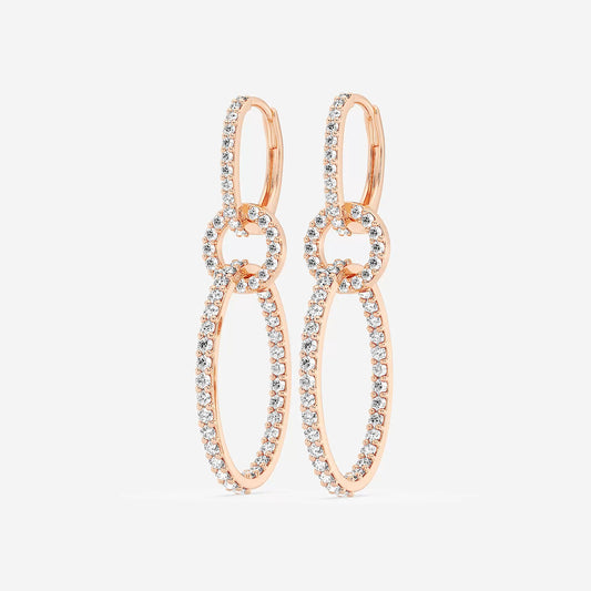 1 ctw Round Lab Grown Diamond Twisted Drop Earrings    18K Rose Gold, DE, VS1