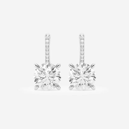 6 ctw Round Lab Grown Diamond Drop Earrings    18K White Gold, DE, VS1