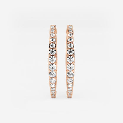 1/2 ctw Round Lab Grown Diamond Hoop Earrings    14K Rose Gold, DE, VS1