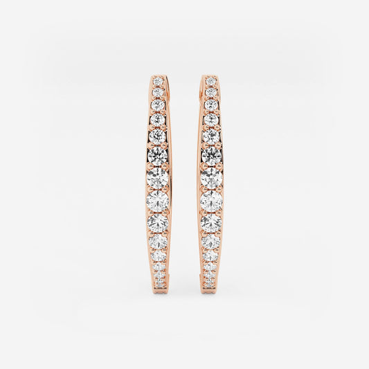 1/2 ctw Round Lab Grown Diamond Hoop Earrings    14K Rose Gold, DE, VS1