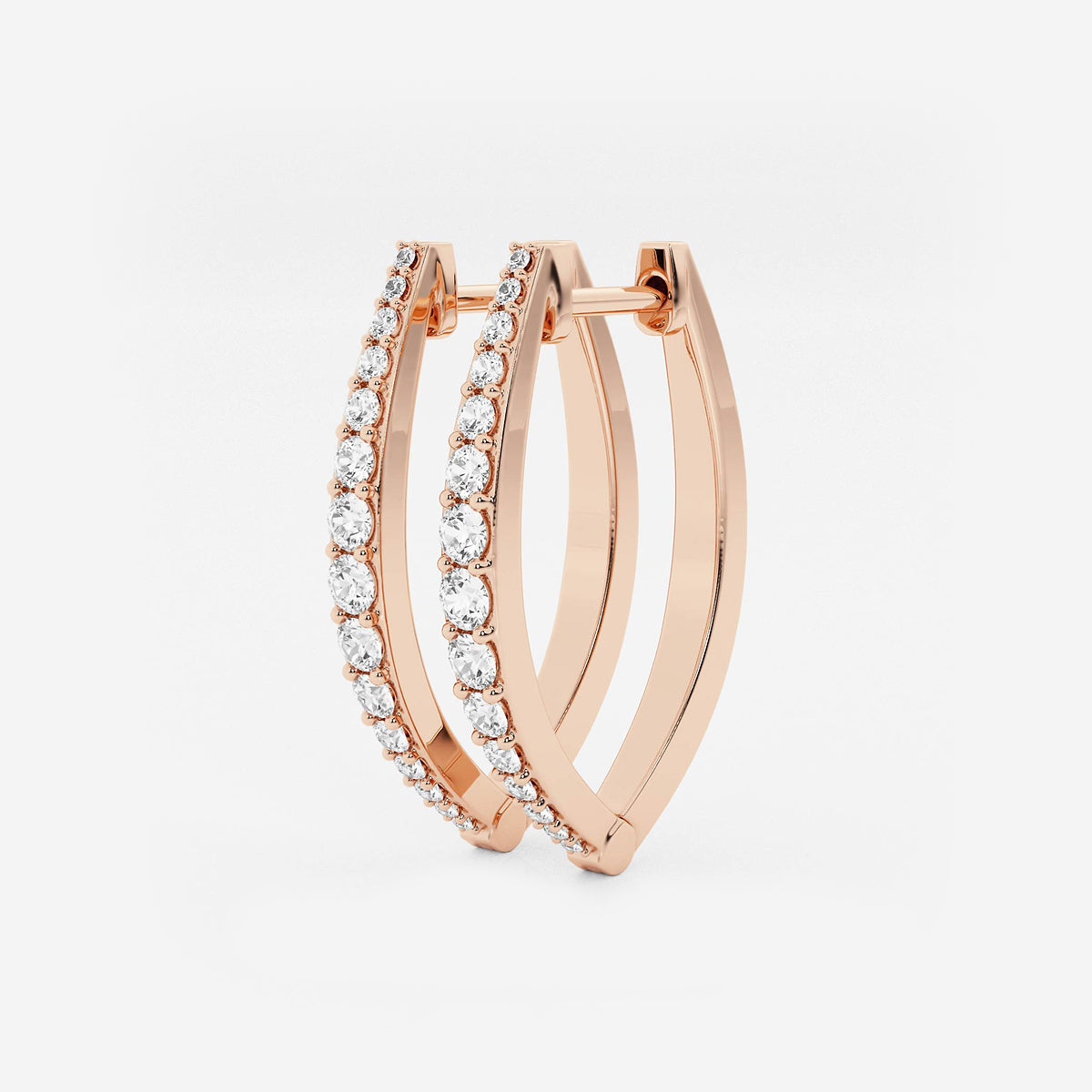 1/2 ctw Round Lab Grown Diamond Hoop Earrings    14K Rose Gold, DE, VS1