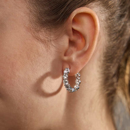 6 ctw Round Lab Grown Diamond Inside Out Hoop Earrings    Platinum, DE, VS1