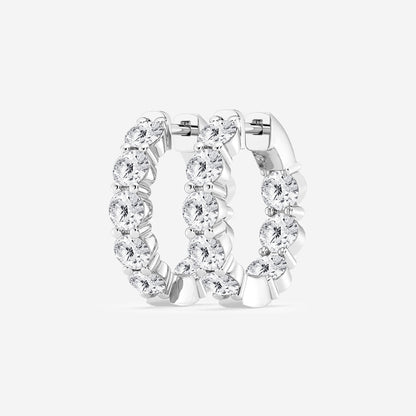 6 ctw Round Lab Grown Diamond Inside Out Hoop Earrings    Platinum, DE, VS1