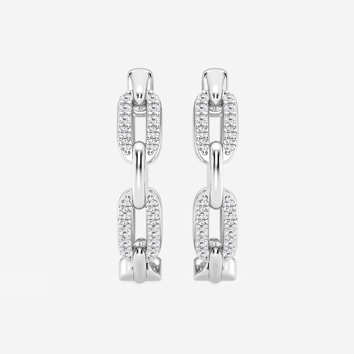 1/4 ctw Round Lab Grown Diamond Petite Paperclip Hoop Earrings    Platinum, DE, VS1