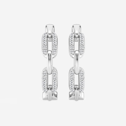 1/4 ctw Round Lab Grown Diamond Petite Paperclip Hoop Earrings    Platinum, DE, VS1