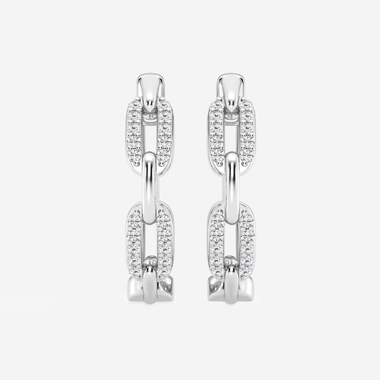 1/4 ctw Round Lab Grown Diamond Petite Paperclip Hoop Earrings    Platinum, DE, VS1