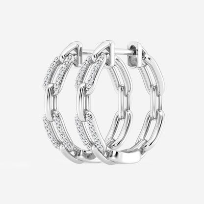 1/4 ctw Round Lab Grown Diamond Petite Paperclip Hoop Earrings    Platinum, DE, VS1