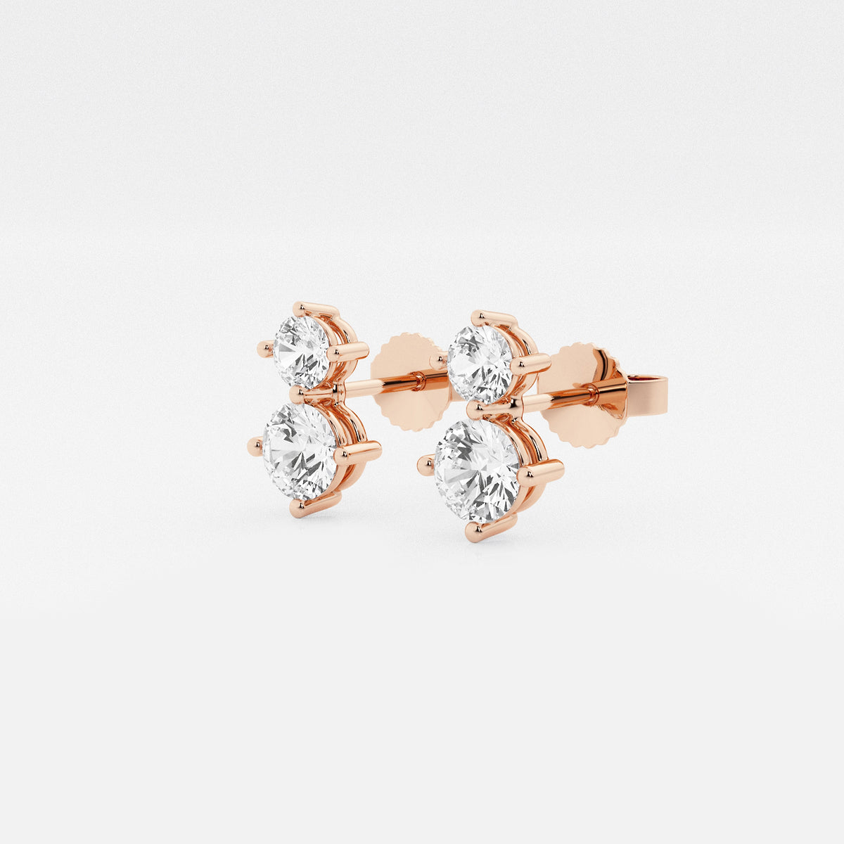 1 ctw Round Lab Grown Diamond Two Stone Earrings    14K Rose Gold, DE, VS1