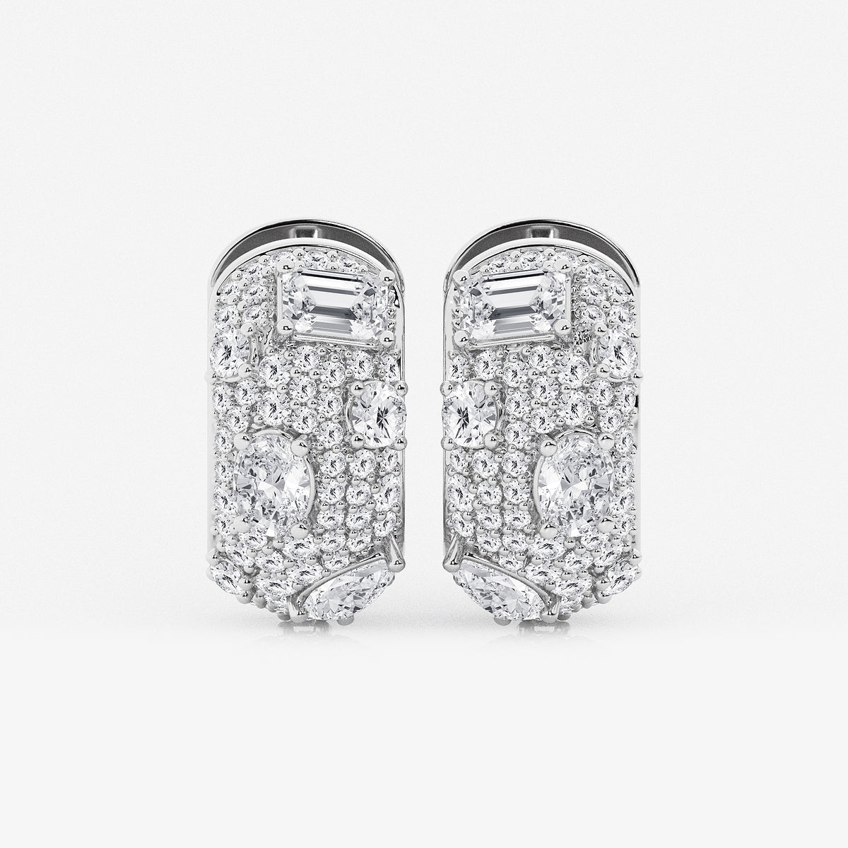 3 1/2 ctw Multi-Shape Lab Grown Diamond Pave Scatter Hoop Earrings    Platinum, DE, VS1