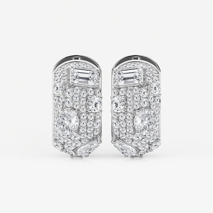 3 1/2 ctw Multi-Shape Lab Grown Diamond Pave Scatter Hoop Earrings    Platinum, DE, VS1