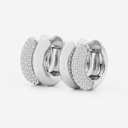 1 ctw Round Lab Grown Diamond High Polish Double Hoop Earrings    Platinum, DE, VS1