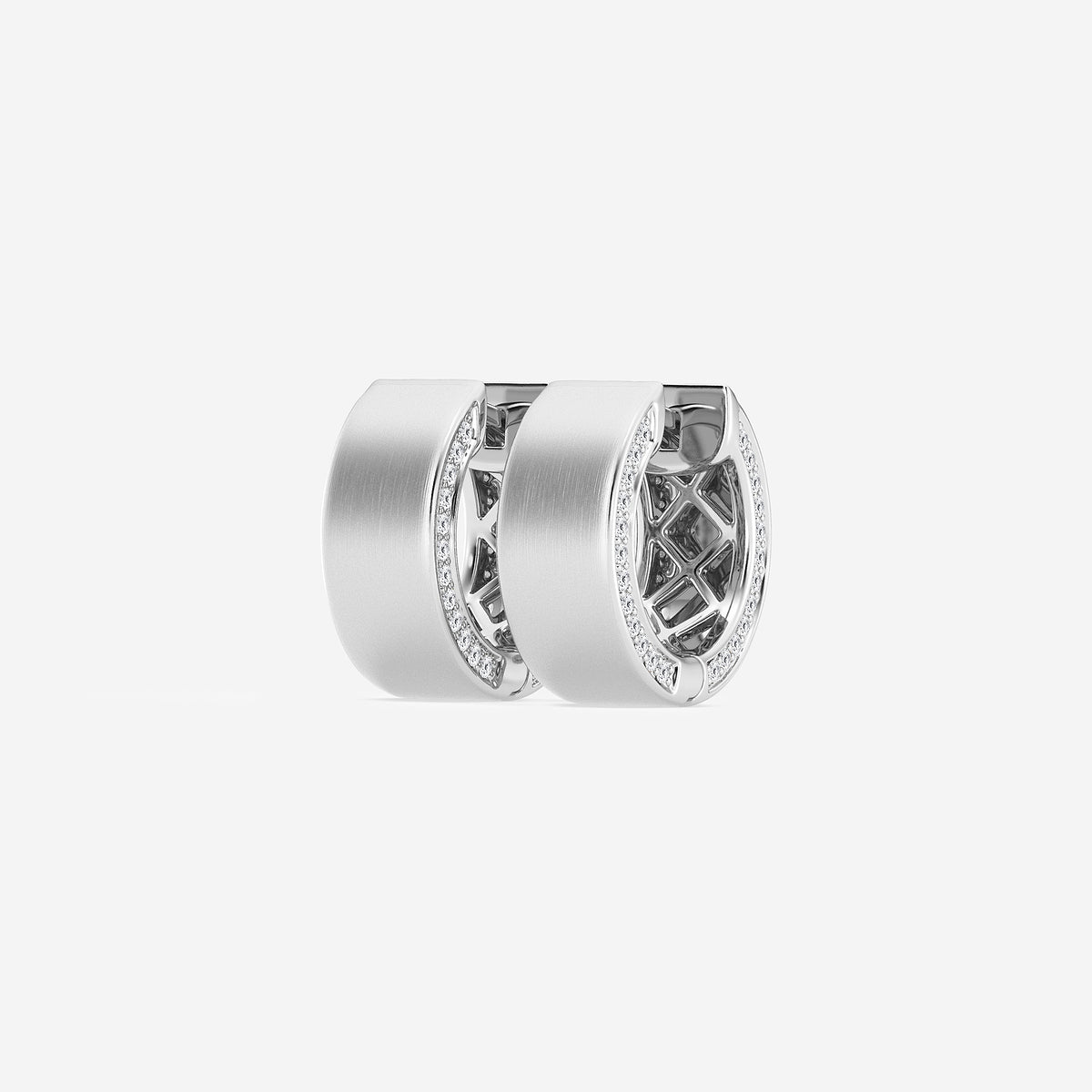 2/5 ctw Round Lab Grown Diamond  Hoop Earrings- Satin Finish    Platinum, DE, VS1