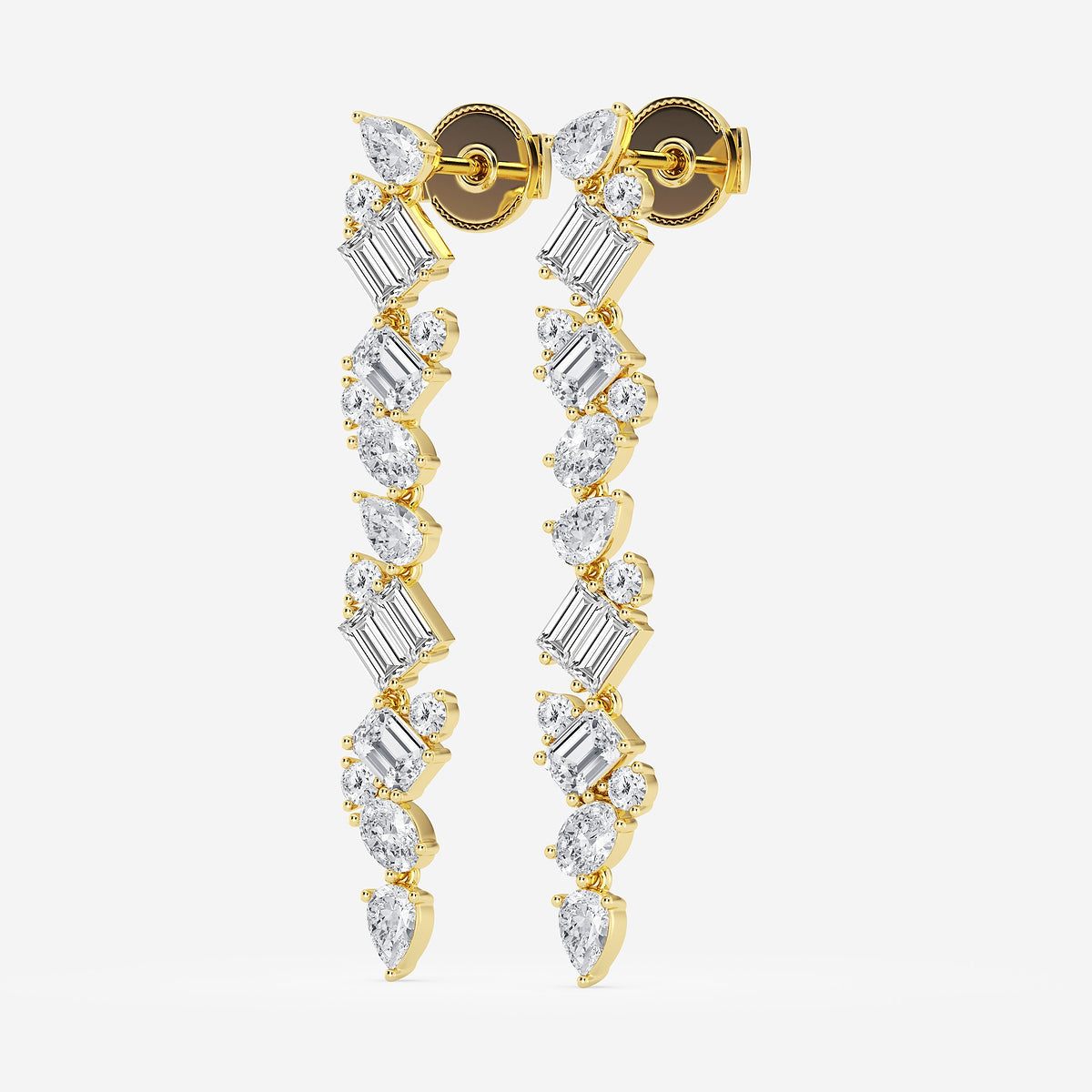 2 7/8 ctw Multi-Shape Lab Grown Diamond Drop Earrings    14K Yellow Gold, DE, VS1