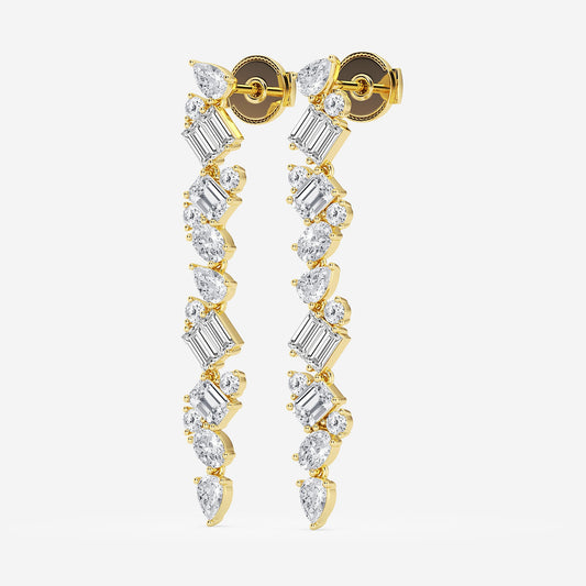 2 7/8 ctw Multi-Shape Lab Grown Diamond Drop Earrings    14K Yellow Gold, DE, VS1