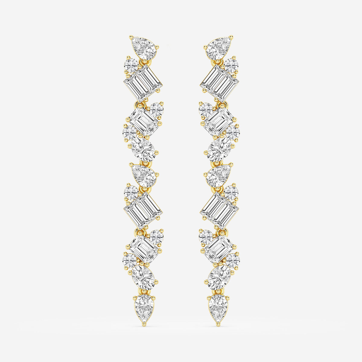 2 7/8 ctw Multi-Shape Lab Grown Diamond Drop Earrings    14K Yellow Gold, DE, VS1