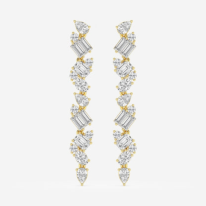 2 7/8 ctw Multi-Shape Lab Grown Diamond Drop Earrings    14K Yellow Gold, DE, VS1