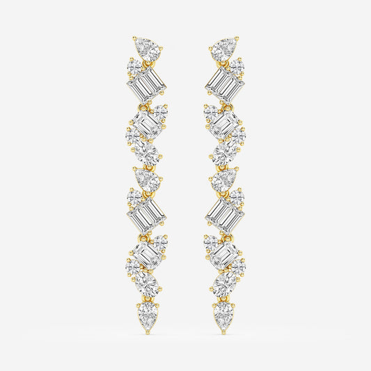 2 7/8 ctw Multi-Shape Lab Grown Diamond Drop Earrings    14K Yellow Gold, DE, VS1