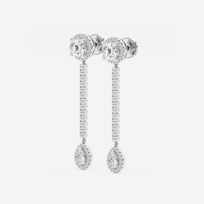 3 ctw Multi-Shape Lab Grown Diamond Halo Drop Earrings    Platinum, E, VS1