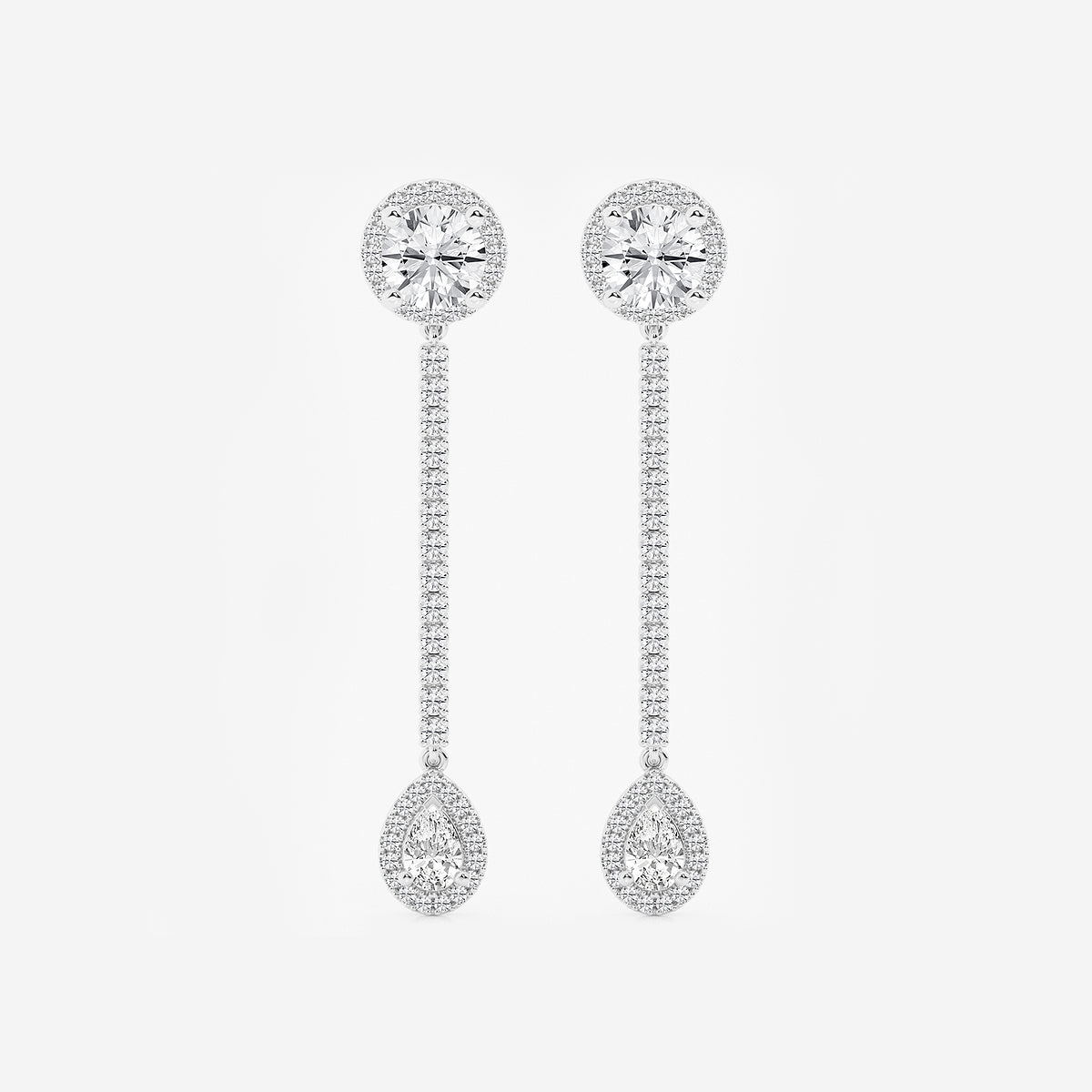 3 ctw Multi-Shape Lab Grown Diamond Halo Drop Earrings    Platinum, E, VS1