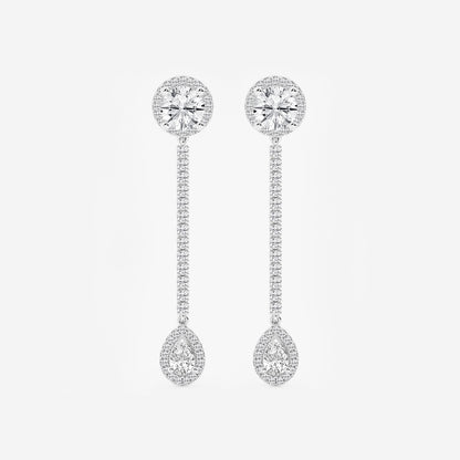 3 ctw Multi-Shape Lab Grown Diamond Halo Drop Earrings    Platinum, E, VS1