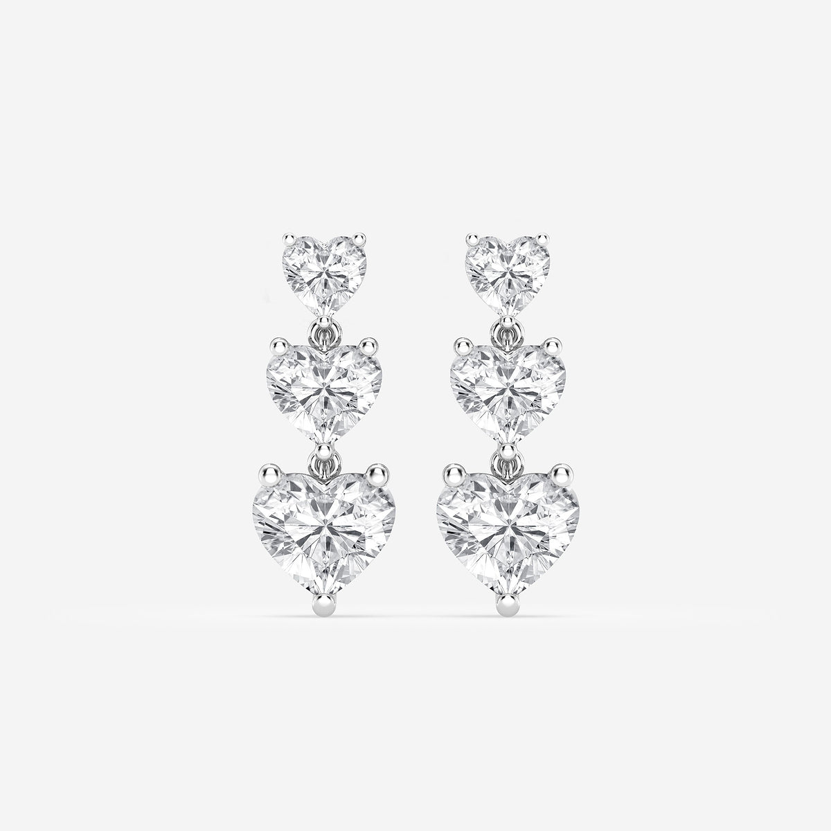 7 ctw Heart Lab Grown Diamond Drop Earrings    14K White Gold, E, VS1