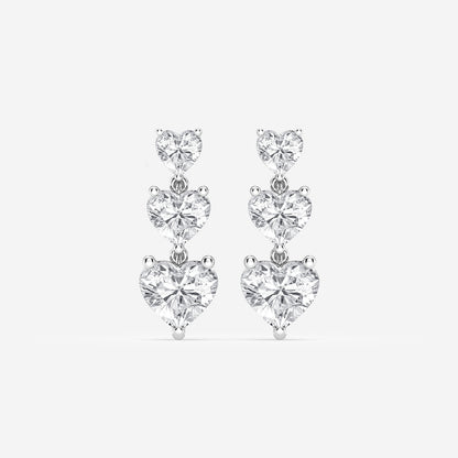 7 ctw Heart Lab Grown Diamond Drop Earrings    14K White Gold, E, VS1