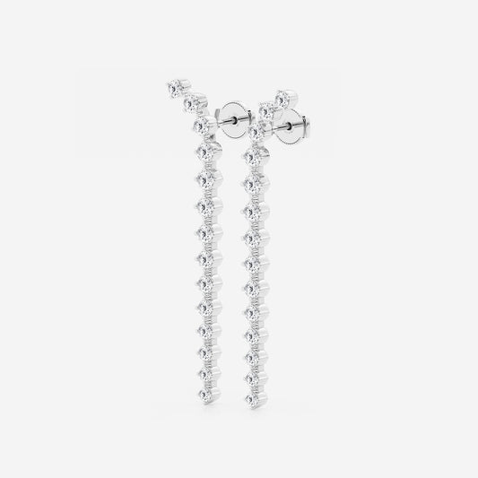 2 ctw Round Lab Grown Diamond Curved Drop Earrings    Platinum, DE, VS1