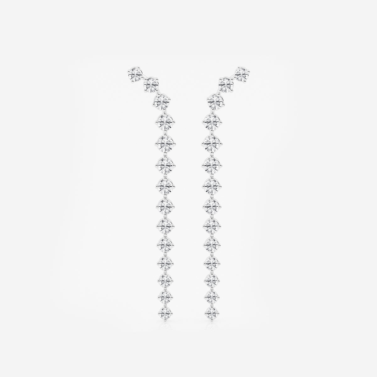 2 ctw Round Lab Grown Diamond Curved Drop Earrings    Platinum, DE, VS1