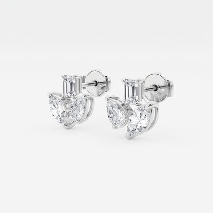 1 2/3 ctw Mosaic Three Stone Fan Earrings    Platinum, DE, VS1