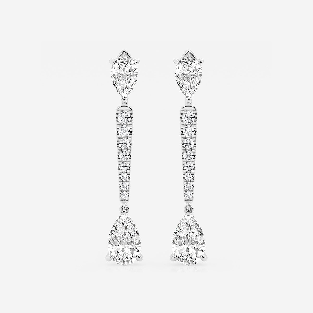 6 3/4 ctw Pear Lab Grown Diamond  Drop Earrings    14K White Gold, E, VS1| IGI Certified