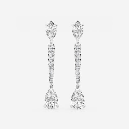 6 3/4 ctw Pear Lab Grown Diamond  Drop Earrings    14K White Gold, E, VS1| IGI Certified