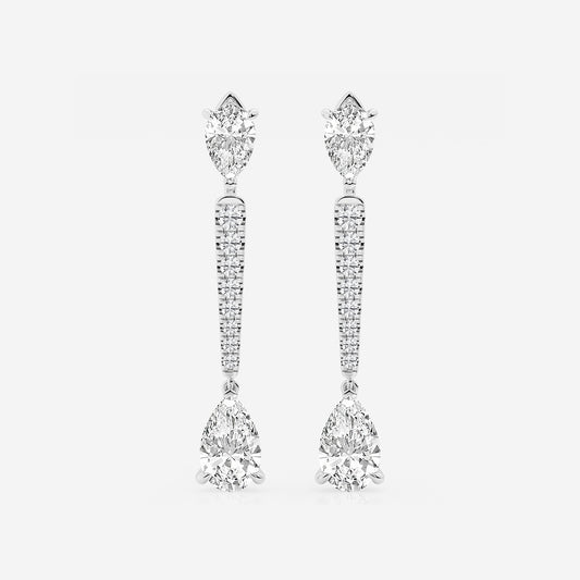 6 3/4 ctw Pear Lab Grown Diamond  Drop Earrings    14K White Gold, E, VS1| IGI Certified