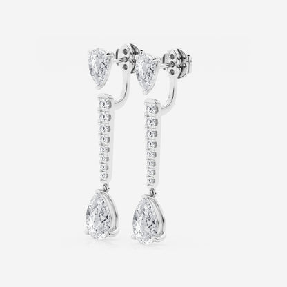 6 3/4 ctw Pear Lab Grown Diamond  Drop Earrings    14K White Gold, E, VS1| IGI Certified