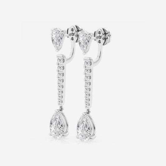 6 3/4 ctw Pear Lab Grown Diamond  Drop Earrings    14K White Gold, E, VS1| IGI Certified