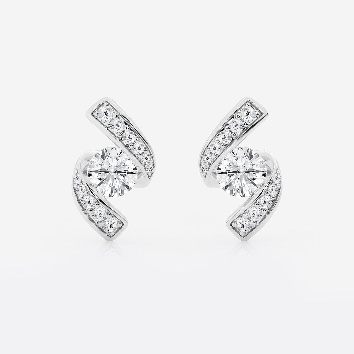 1 1/4 ctw Curve Wave Earrings    Platinum, DE, VS1