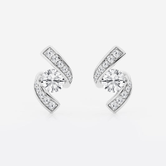 1 1/4 ctw Curve Wave Earrings    Platinum, DE, VS1