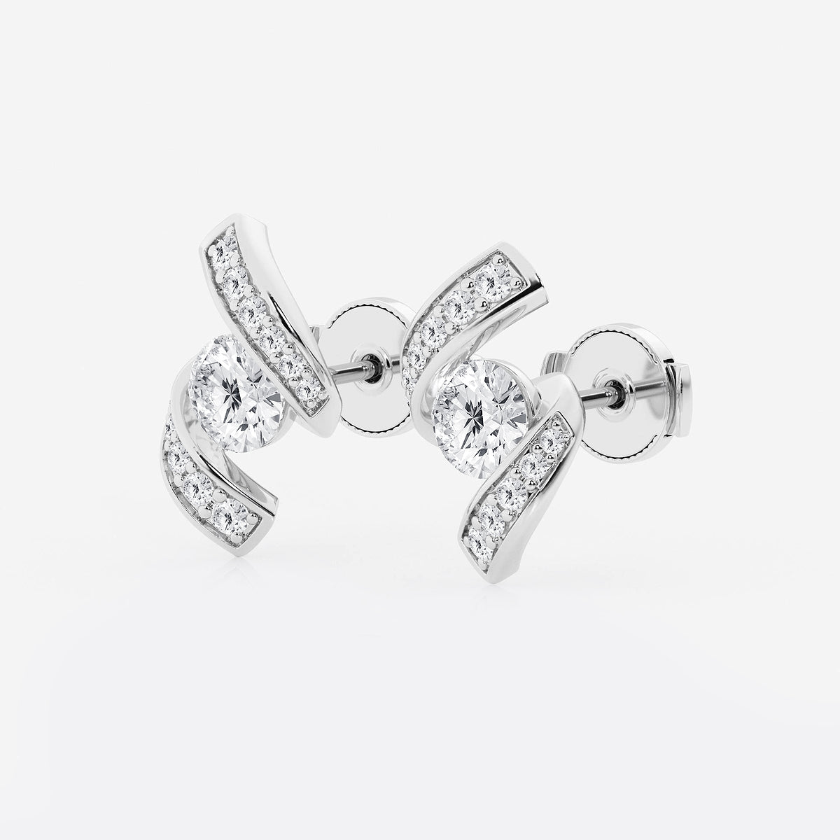 1 1/4 ctw Curve Wave Earrings    Platinum, DE, VS1