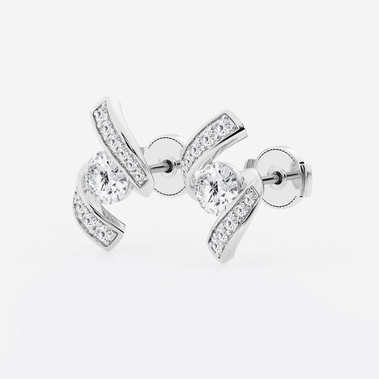 1 1/4 ctw Curve Wave Earrings    Platinum, DE, VS1