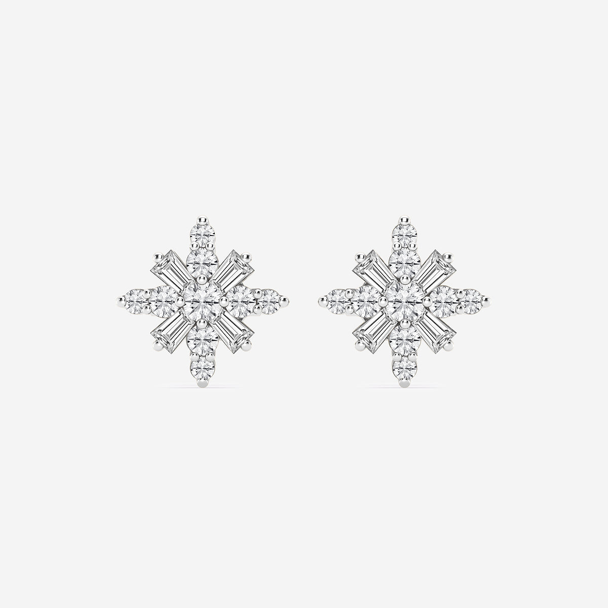 1/2 ctw Round Lab Grown Diamond Snowflake Stud Earrings    Platinum, DE, VS1