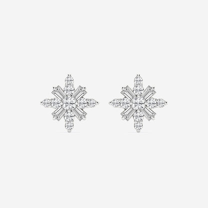 1/2 ctw Round Lab Grown Diamond Snowflake Stud Earrings    Platinum, DE, VS1