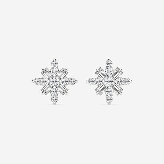 1/2 ctw Round Lab Grown Diamond Snowflake Stud Earrings    Platinum, DE, VS1