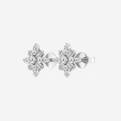 1/2 ctw Round Lab Grown Diamond Snowflake Stud Earrings    Platinum, DE, VS1